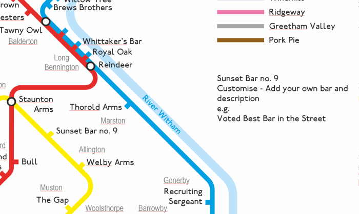 Vale of Belvoir PITSTOP map of Pubs, Inns and Taverns